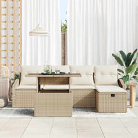 Set di Sofà da Giardino  6 Pezzi con Cuscini in Rattan Poli Beige 3361160