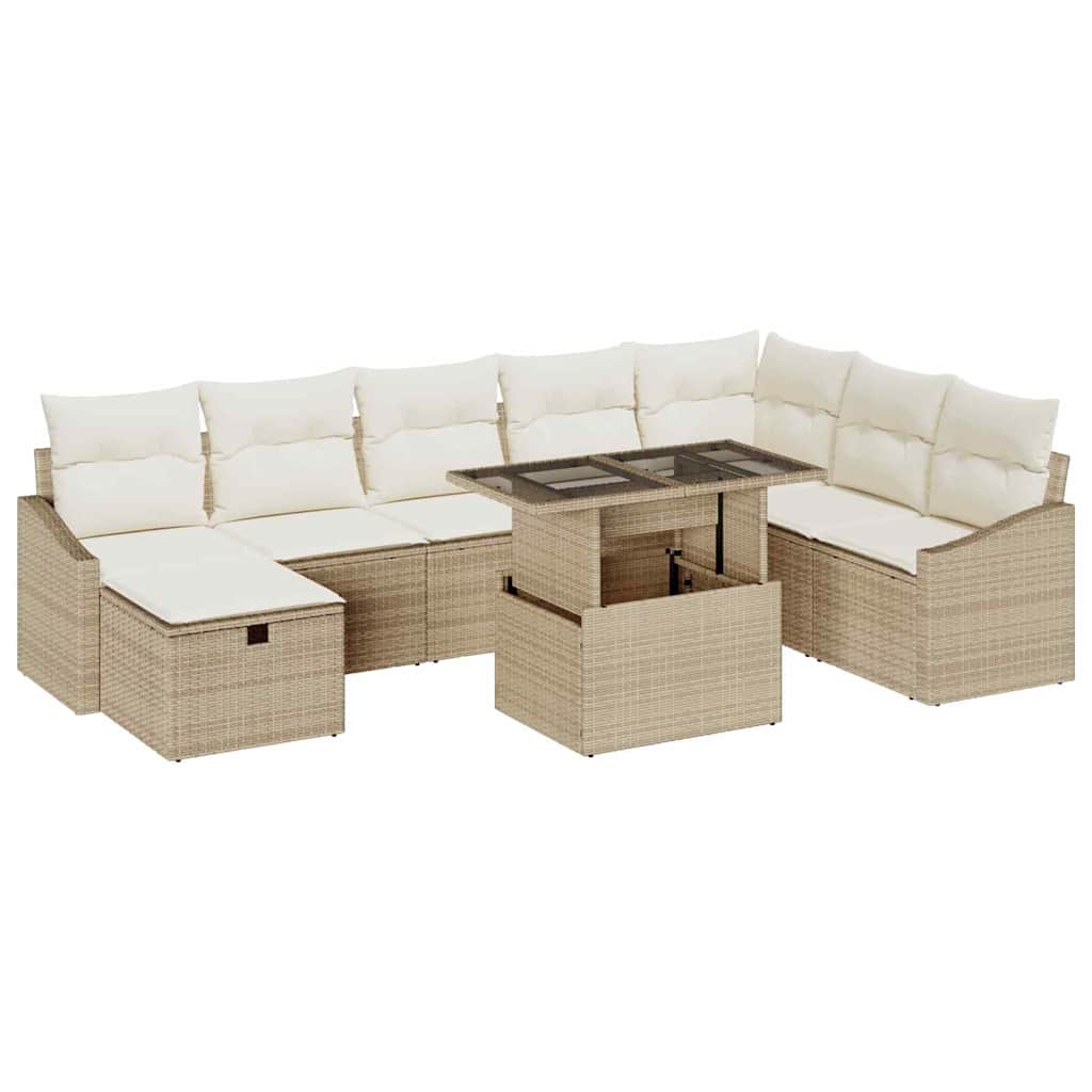 Set Divano da Giardino 9 pcs Beige polyrattan 3361190