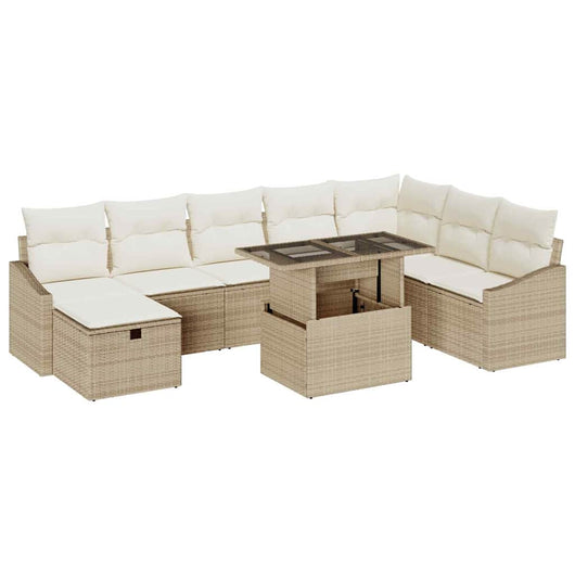 Set Divano da Giardino 9 pcs Beige polyrattan 3361190