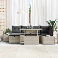 Set da giardino in 7 pezzi con cuscini  grigio chiaro in rattan sintetico 3361211