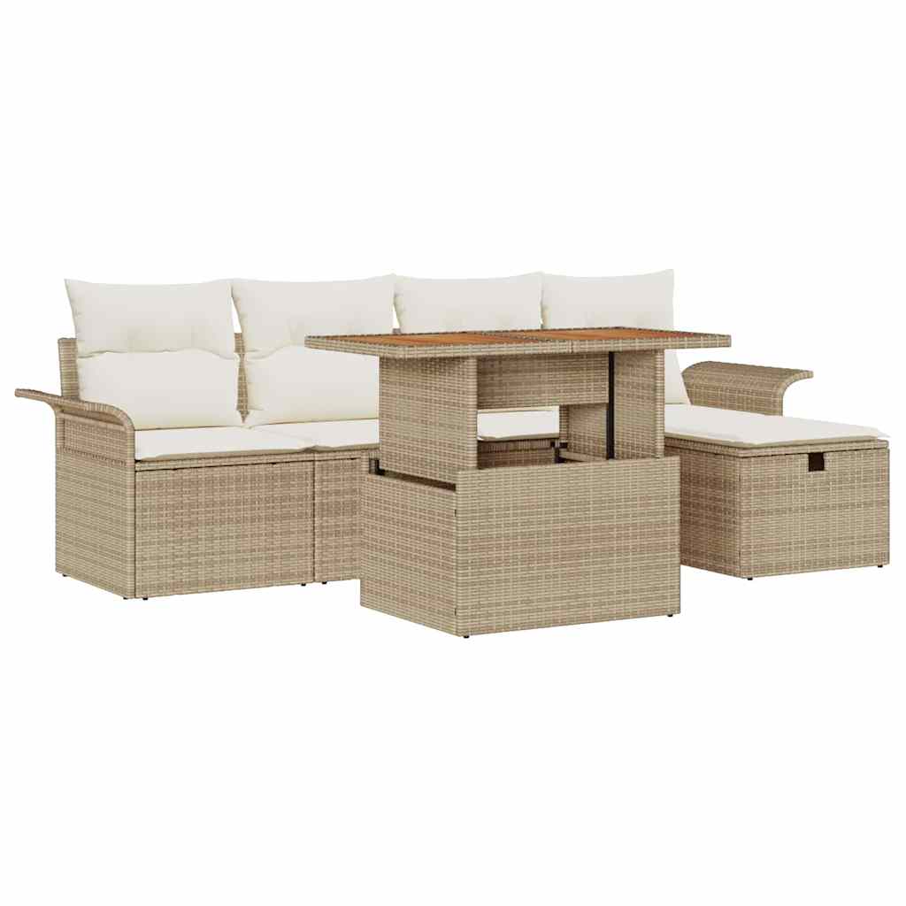 Set Divano da Giardino 6 pcs Beige polyrattan 3361239
