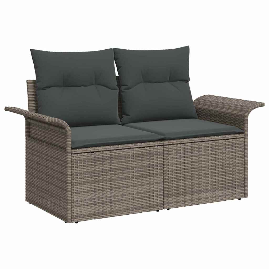 vidaXL Set Divano da Giardino 7 pcs Grigio polyrattan