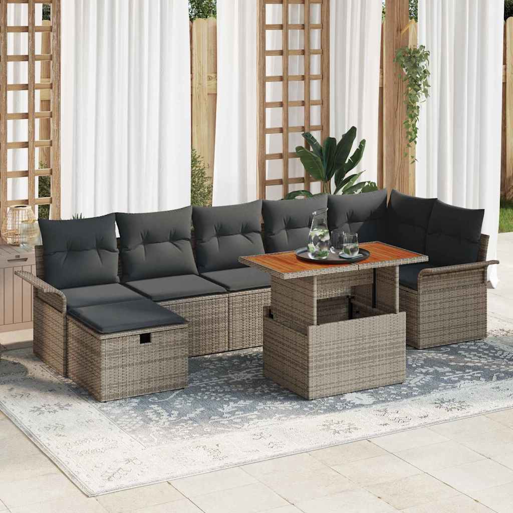 vidaXL Set Divano da Giardino 8 pcs Grigio polyrattan