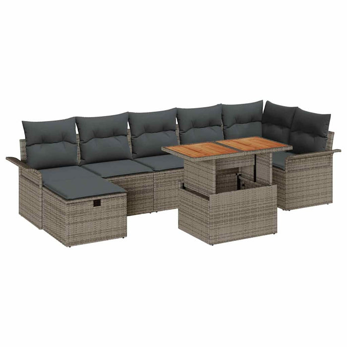 vidaXL Set Divano da Giardino 8 pcs Grigio polyrattan