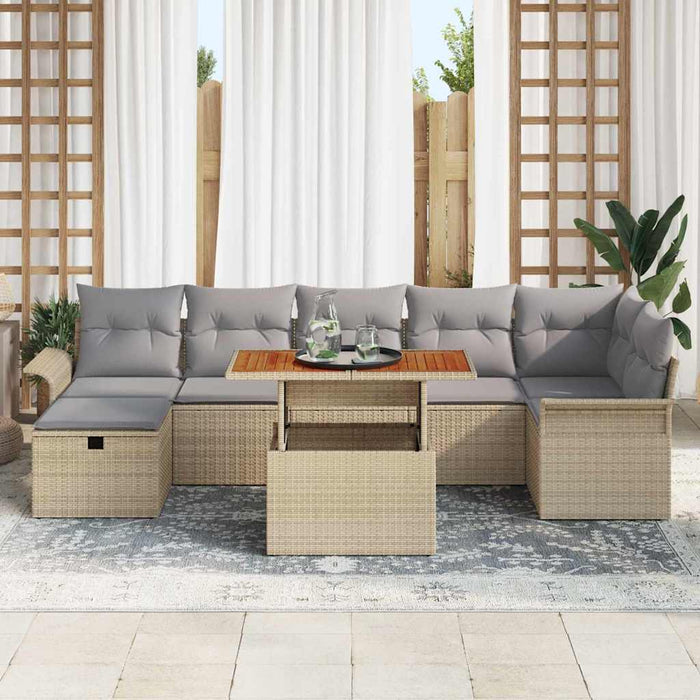 vidaXL Set Divano da Giardino 8 pcs Beige polyrattan