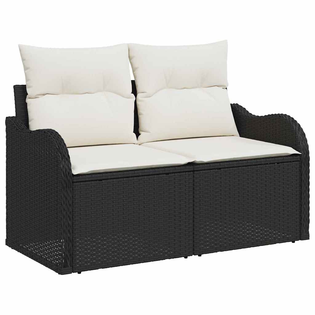 Set di divani da giardino 7 pezzi  con cuscini in polirattan nero 3361271