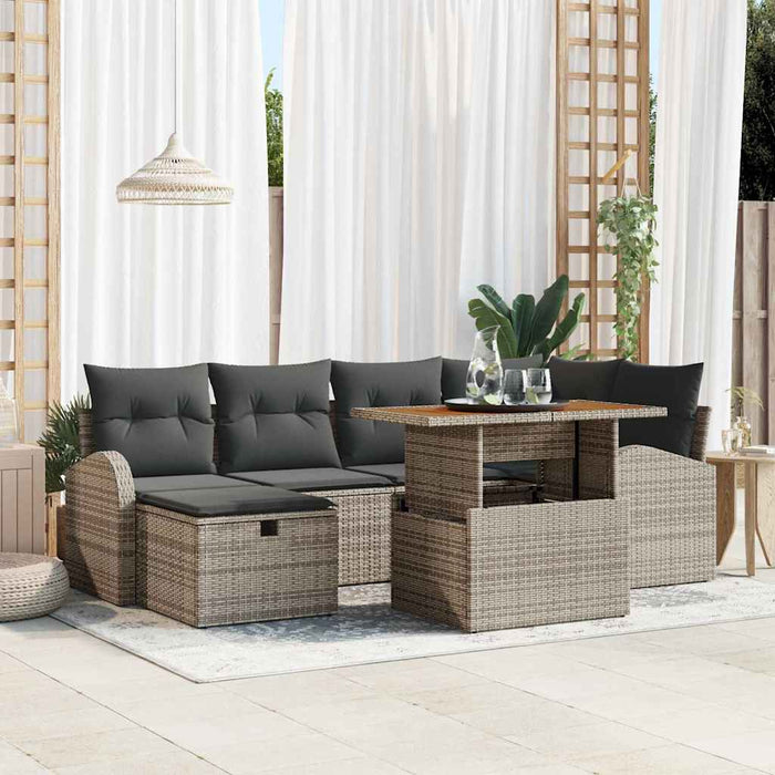 Set di divani da giardino 7 pezzi  con cuscini grigi in rattan sintetico 3361300