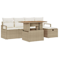 Set Giardino 6 Pezzi con Cuscini Beige in Rattan Sintetico 3361323