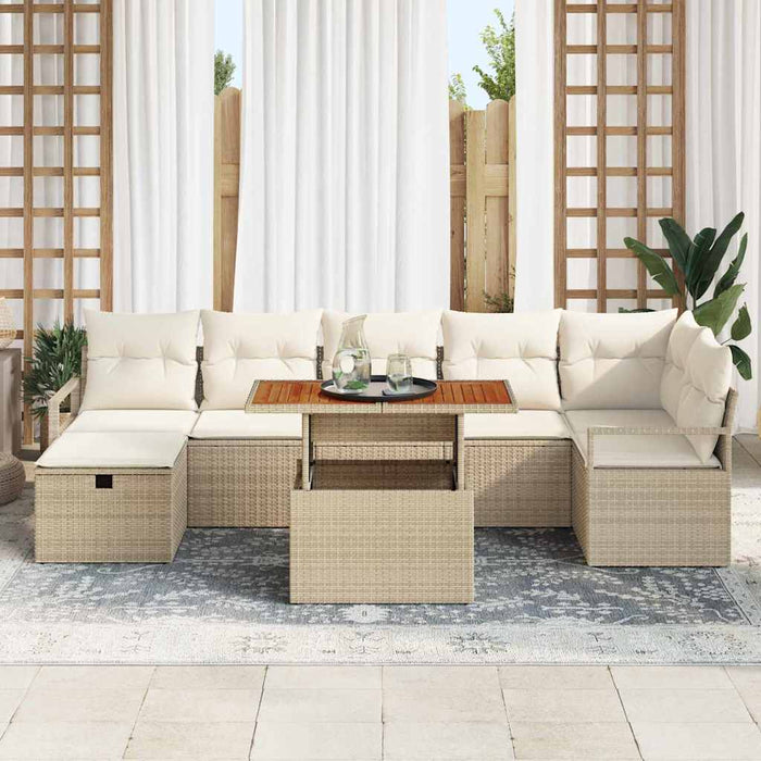Set di divani da giardino 8 pezzi  con cuscini beige in rattan sintetico 3361337