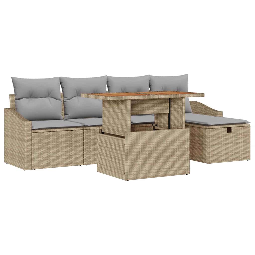 Set Divano da Giardino 6 pcs Beige polyrattan 3361350