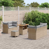 Set da Giardino  di 8 Pezzi con Cuscini Beige in Rattan Sintetico e Legno di Acacia 3361432