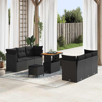 vidaXL Set Divano da Giardino 9 pcs Nero polyrattan
