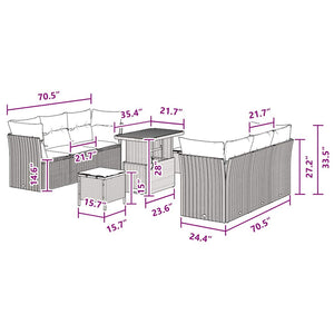 vidaXL Set Divano da Giardino 9 pcs Nero polyrattan