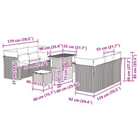 Set Divano da Giardino con cuscino 9 pcs Nero polyrattan 3361439