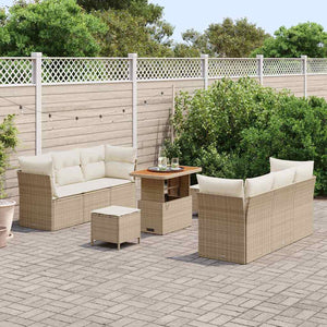 vidaXL Set Divano da Giardino 9 pcs Beige polyrattan