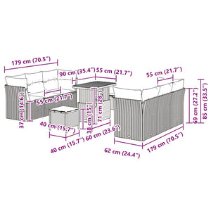 vidaXL Set Divano da Giardino 9 pcs Beige polyrattan
