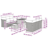 vidaXL Set Divano da Giardino 9 pcs Grigio polyrattan