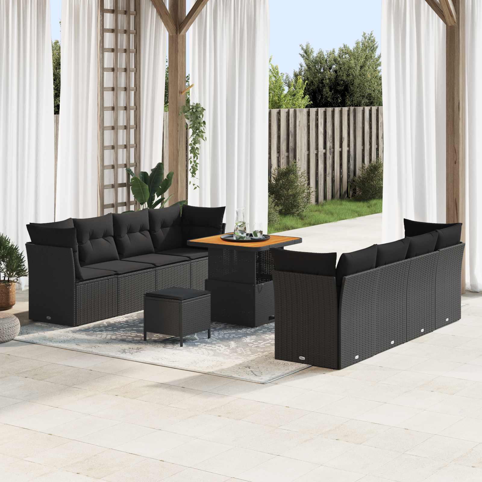 Set Divano da Giardino 11 pcs Nero polyrattan 3361454