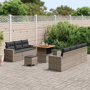 vidaXL Set Divano da Giardino 10 pcs Grigio polyrattan