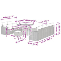 vidaXL Set Divano da Giardino 10 pcs Grigio polyrattan
