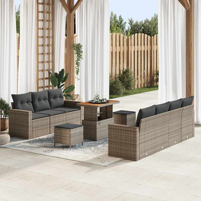 vidaXL Set Divano da Giardino 10 pcs Grigio polyrattan