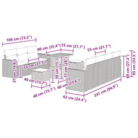 vidaXL Set Divano da Giardino 10 pcs Grigio polyrattan