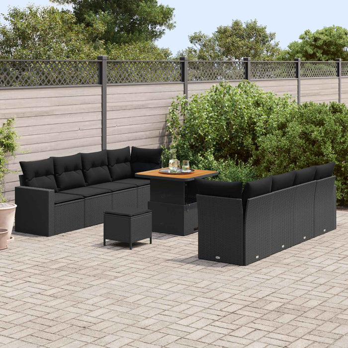 Set Divano da Giardino 11 pcs Nero polyrattan 3361584