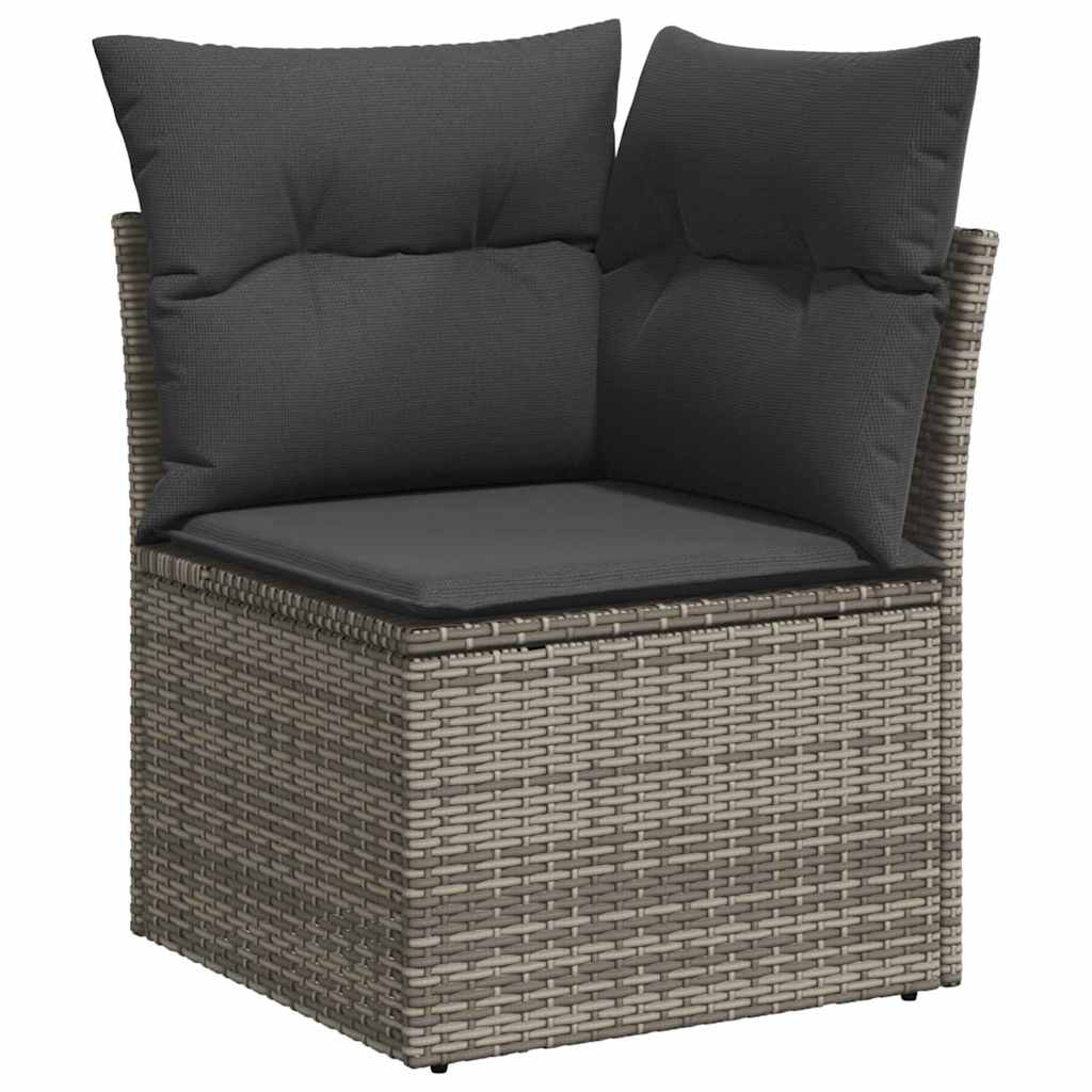Set divano da giardino 9 pezzi  con cuscini grigi in rattan e acacia 3361628