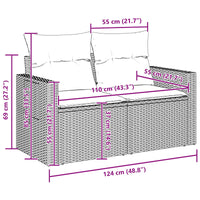 Set Divano da Giardino con cuscino 8 pcs Nero polyrattan 3361684