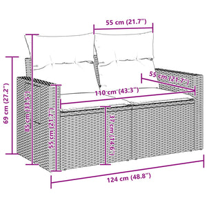 Set Divano da Giardino con cuscino 8 pcs Nero polyrattan 3361684