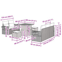 Set Divano da Giardino con cuscino 8 pcs Nero polyrattan 3361684