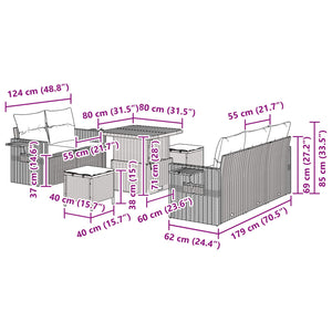 Set Divano da Giardino con cuscino 8 pcs Nero polyrattan 3361684