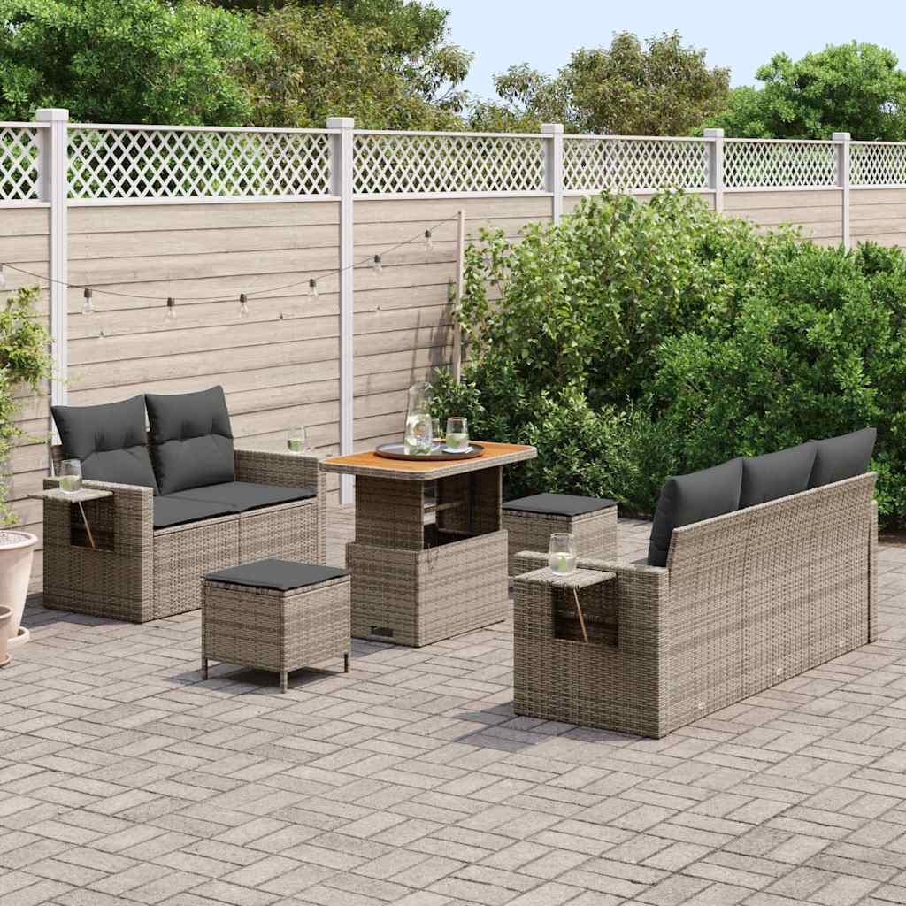 vidaXL Set Divano da Giardino 8 pcs Grigio polyrattan