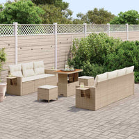 Set di divani da giardino in 10 pezzi con cuscini beige in rattan sintetico e acacia. 3361711