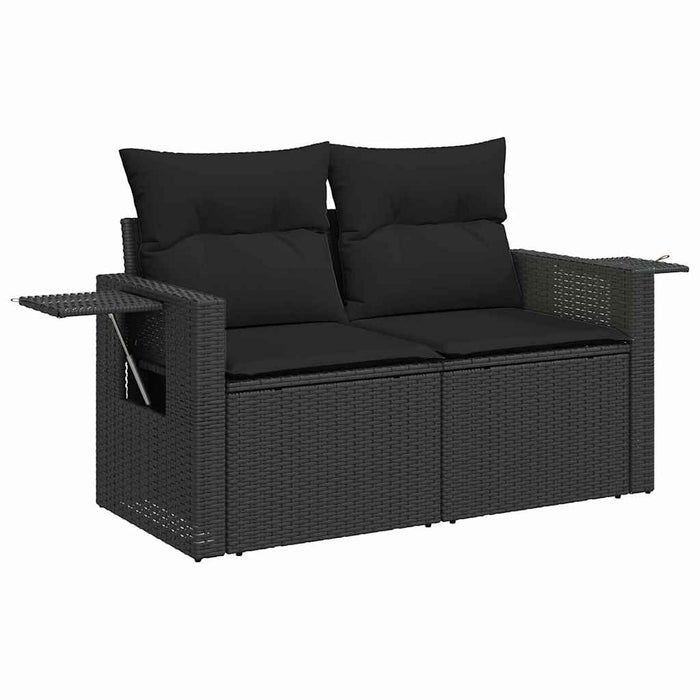 vidaXL Set Divano da Giardino 11 pcs Nero Poly Rattan