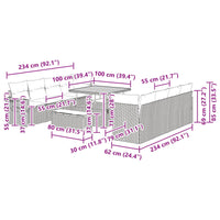 Set Divano da Giardino con cuscino 11 pcs Nero Poly Rattan 3361724