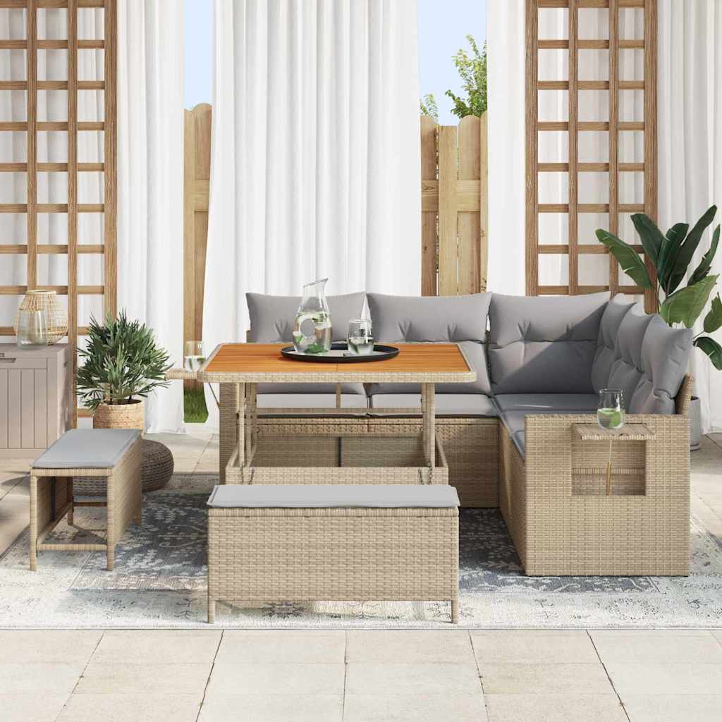vidaXL Set Divano da Giardino 8 pcs Beige polyrattan
