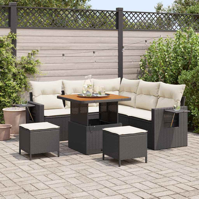 vidaXL Set Divano da Giardino 8 pcs Nero polyrattan