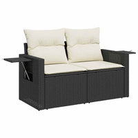 Set Divano da Giardino  8 Pezzi con Cuscini in Rattan Nero e Acacia 3361740