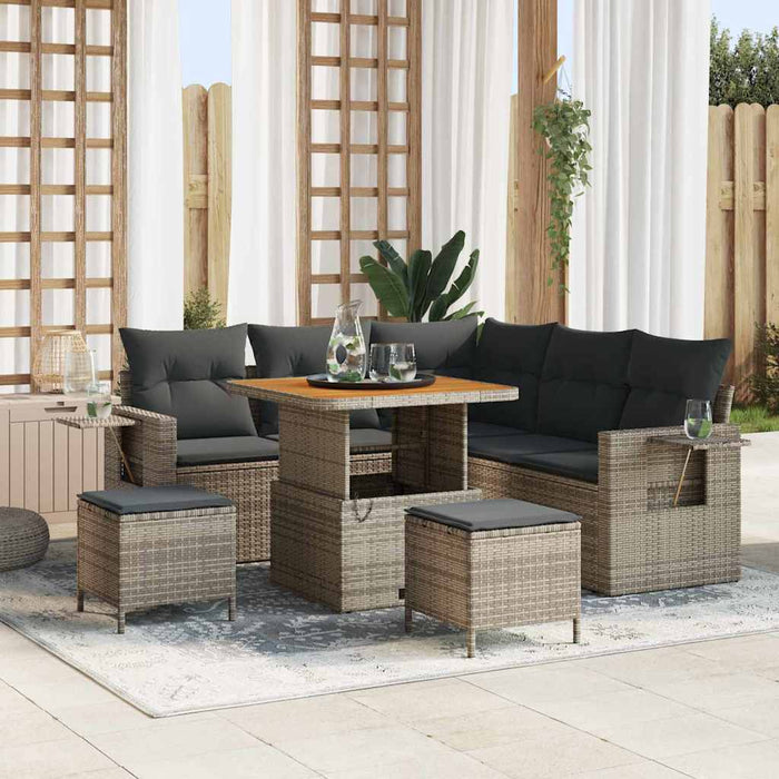 vidaXL Set Divano da Giardino 8 pcs Grigio polyrattan