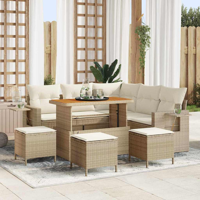 vidaXL Set Divano da Giardino 9 pcs Beige polyrattan