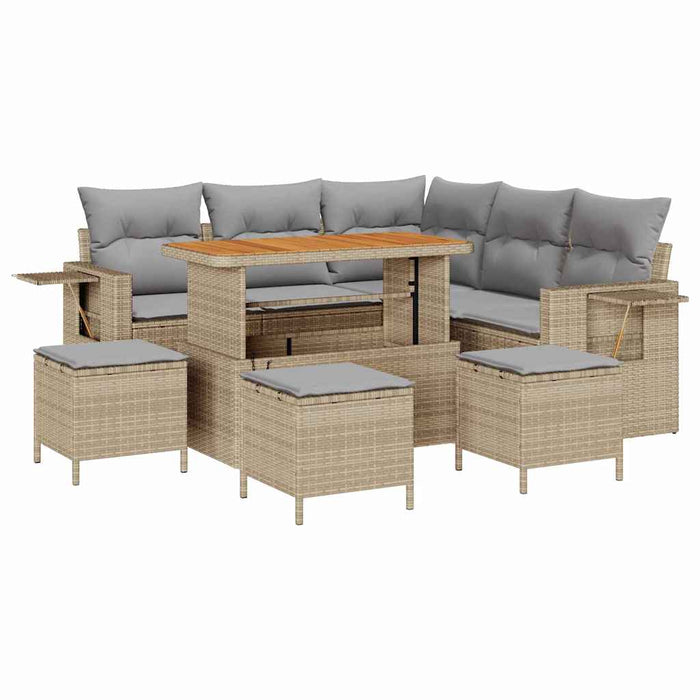 vidaXL Set Divano da Giardino 9 pcs Beige polyrattan