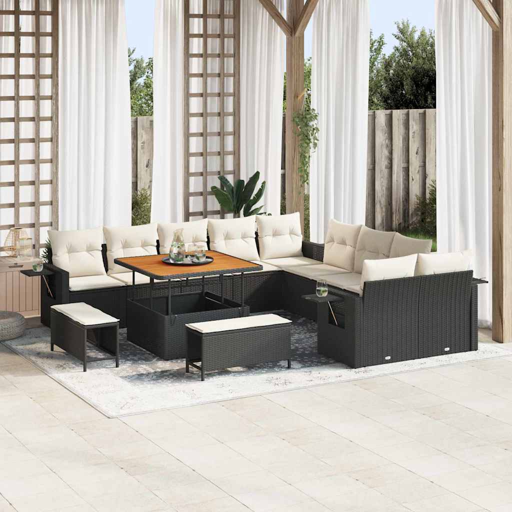 vidaXL Set Divano da Giardino 13 pcs Nero polyrattan