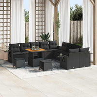 vidaXL Set Divano da Giardino 13 pcs Nero polyrattan