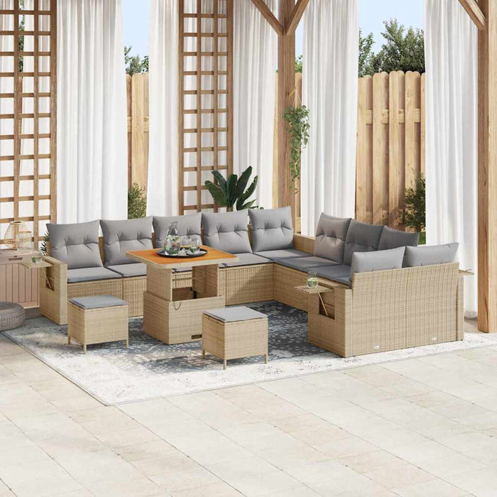 vidaXL Set Divano da Giardino 13 pcs Beige polyrattan