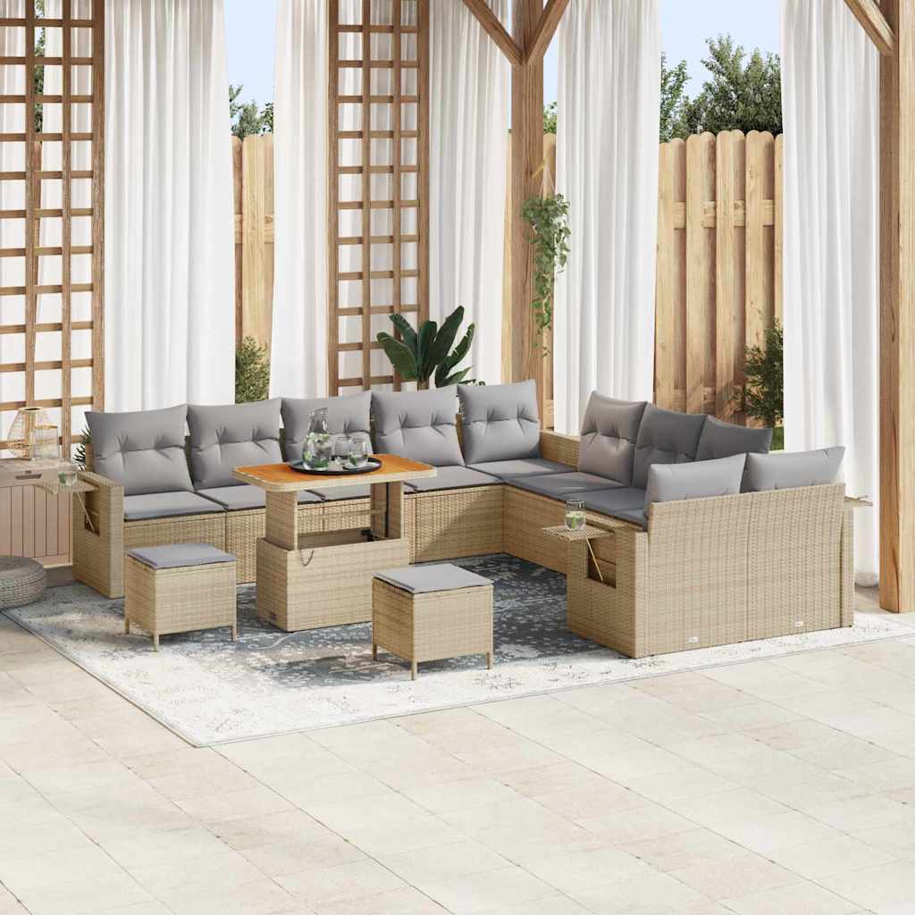 vidaXL Set Divano da Giardino 13 pcs Beige polyrattan