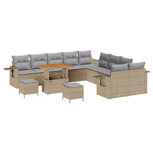 vidaXL Set Divano da Giardino 13 pcs Beige polyrattan