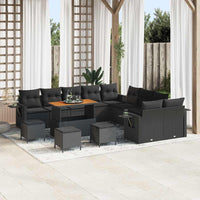 vidaXL Set Divano da Giardino 14 pcs Nero polyrattan