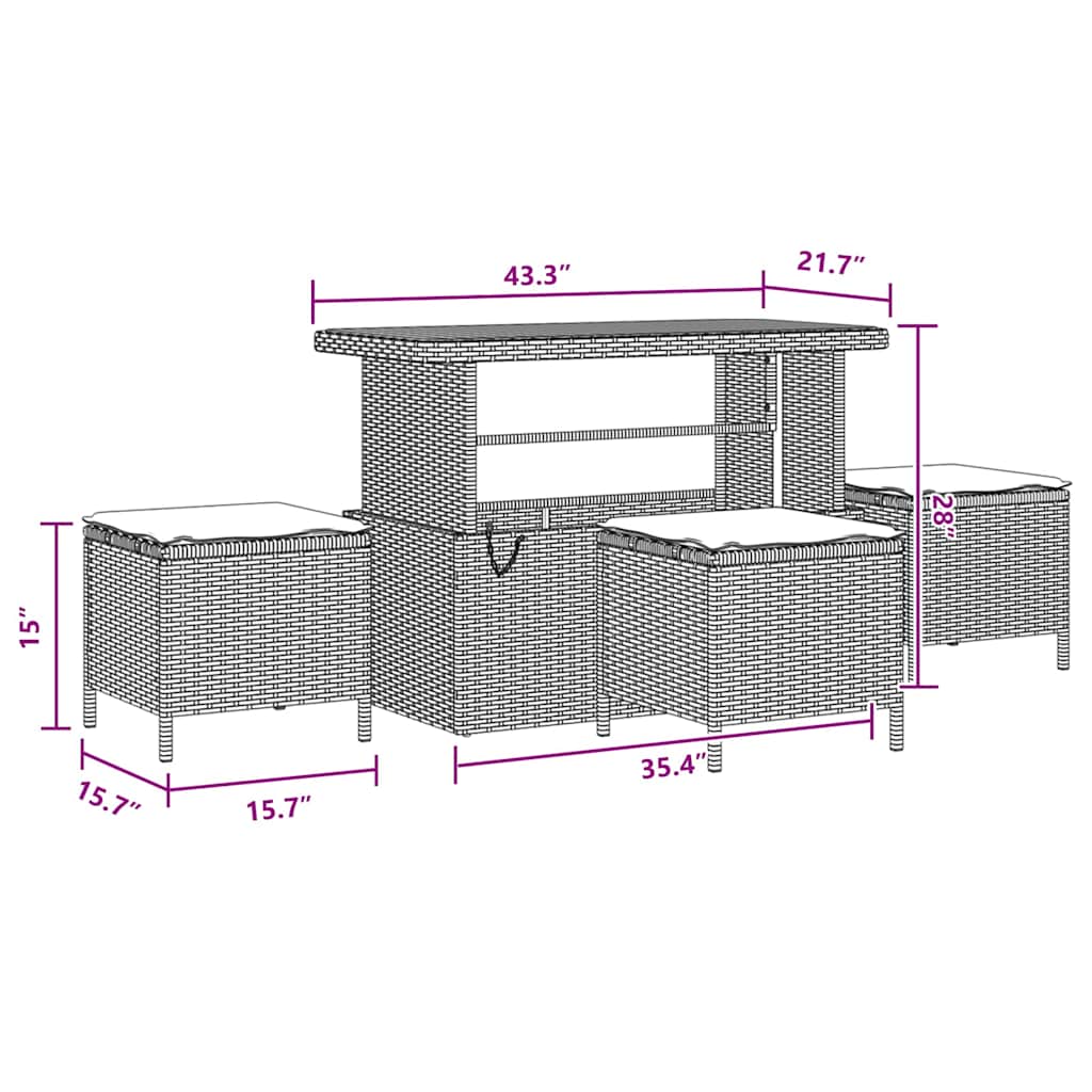 vidaXL Set Divano da Giardino 14 pcs Nero polyrattan