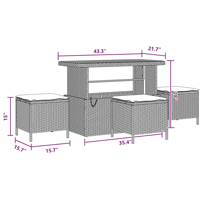 vidaXL Set Divano da Giardino 14 pcs Nero polyrattan